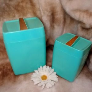 Vintage  "T" retro deco nesting Containers storage plastic Kitchen bathroom